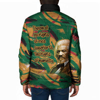 Frederick Douglass Padded Jacket Green Abstract Design Civil Rights Leader Quote on Race and Humanity - Wonder Print Shop