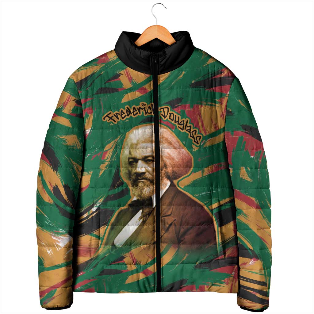 Frederick Douglass Padded Jacket Green Abstract Design Civil Rights Leader Quote on Race and Humanity - Wonder Print Shop