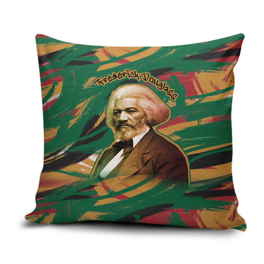Frederick Douglass Pillow Cover Green Abstract Design Civil Rights Leader Quote on Race and Humanity - Wonder Print Shop
