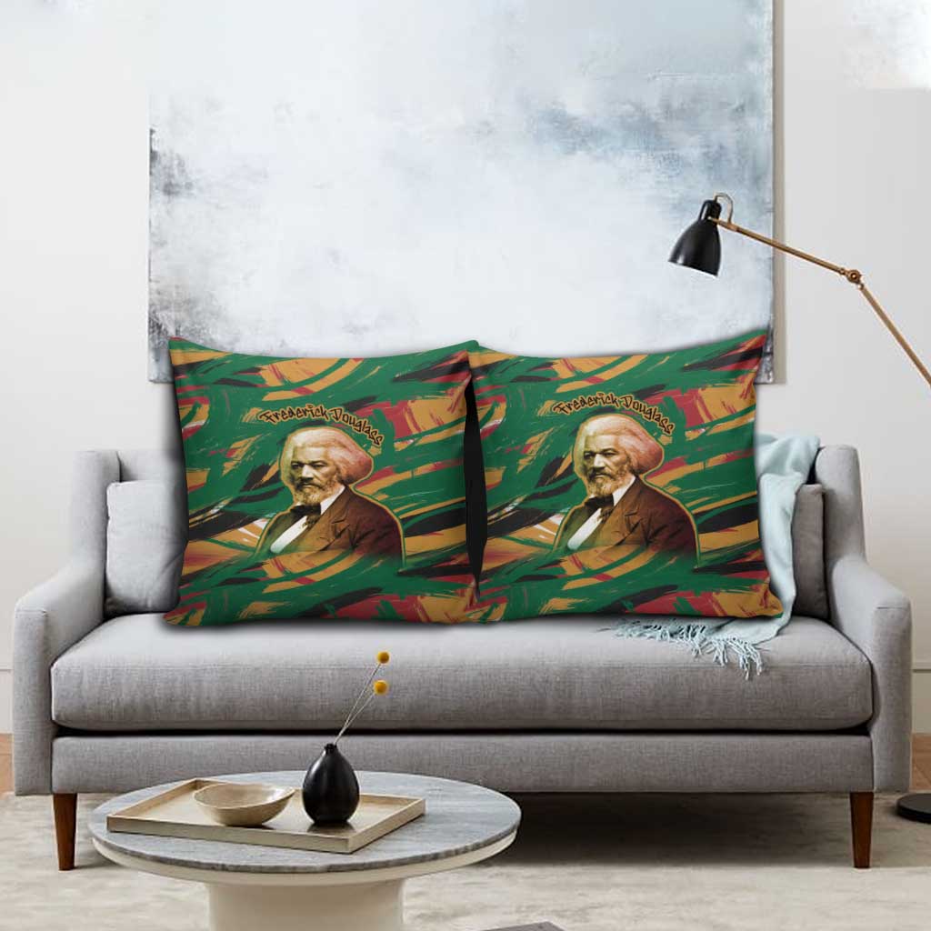 Frederick Douglass Pillow Cover Green Abstract Design Civil Rights Leader Quote on Race and Humanity - Wonder Print Shop