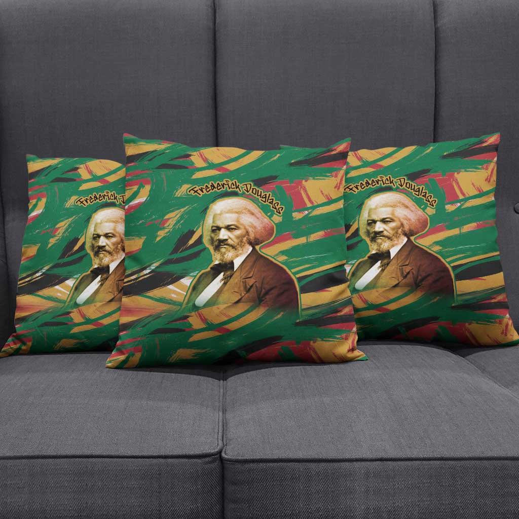 Frederick Douglass Pillow Cover Green Abstract Design Civil Rights Leader Quote on Race and Humanity - Wonder Print Shop