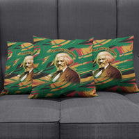 Frederick Douglass Pillow Cover Green Abstract Design Civil Rights Leader Quote on Race and Humanity - Wonder Print Shop