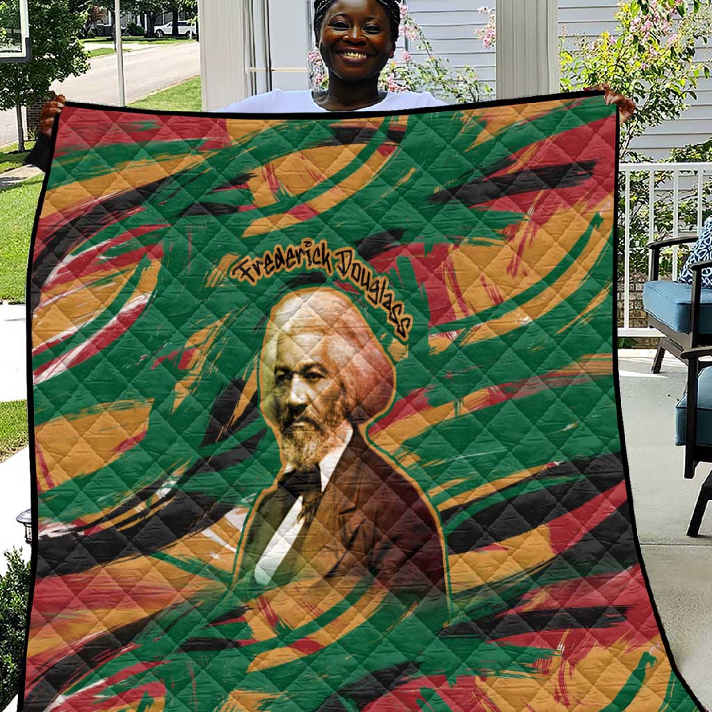 Frederick Douglass Quilt Green Abstract Design Civil Rights Leader Quote on Race and Humanity - Wonder Print Shop