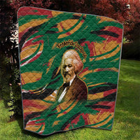 Frederick Douglass Quilt Green Abstract Design Civil Rights Leader Quote on Race and Humanity - Wonder Print Shop