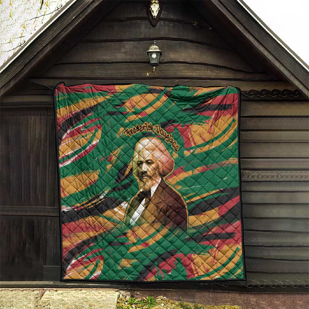Frederick Douglass Quilt Green Abstract Design Civil Rights Leader Quote on Race and Humanity - Wonder Print Shop