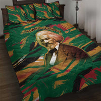 Frederick Douglass Quilt Bed Set Green Abstract Design Civil Rights Leader Quote on Race and Humanity - Wonder Print Shop