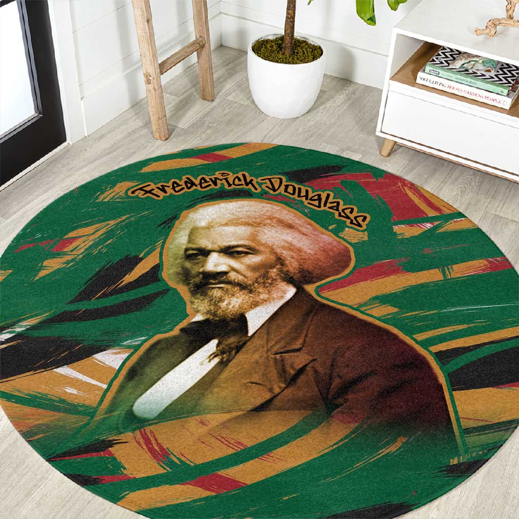 Frederick Douglass Round Carpet Green Abstract Design Civil Rights Leader Quote on Race and Humanity - Wonder Print Shop