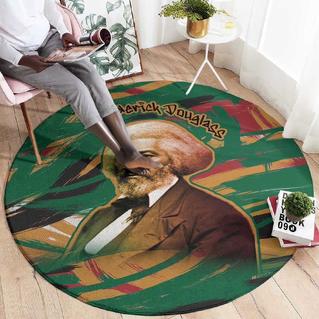 Frederick Douglass Round Carpet Green Abstract Design Civil Rights Leader Quote on Race and Humanity - Wonder Print Shop