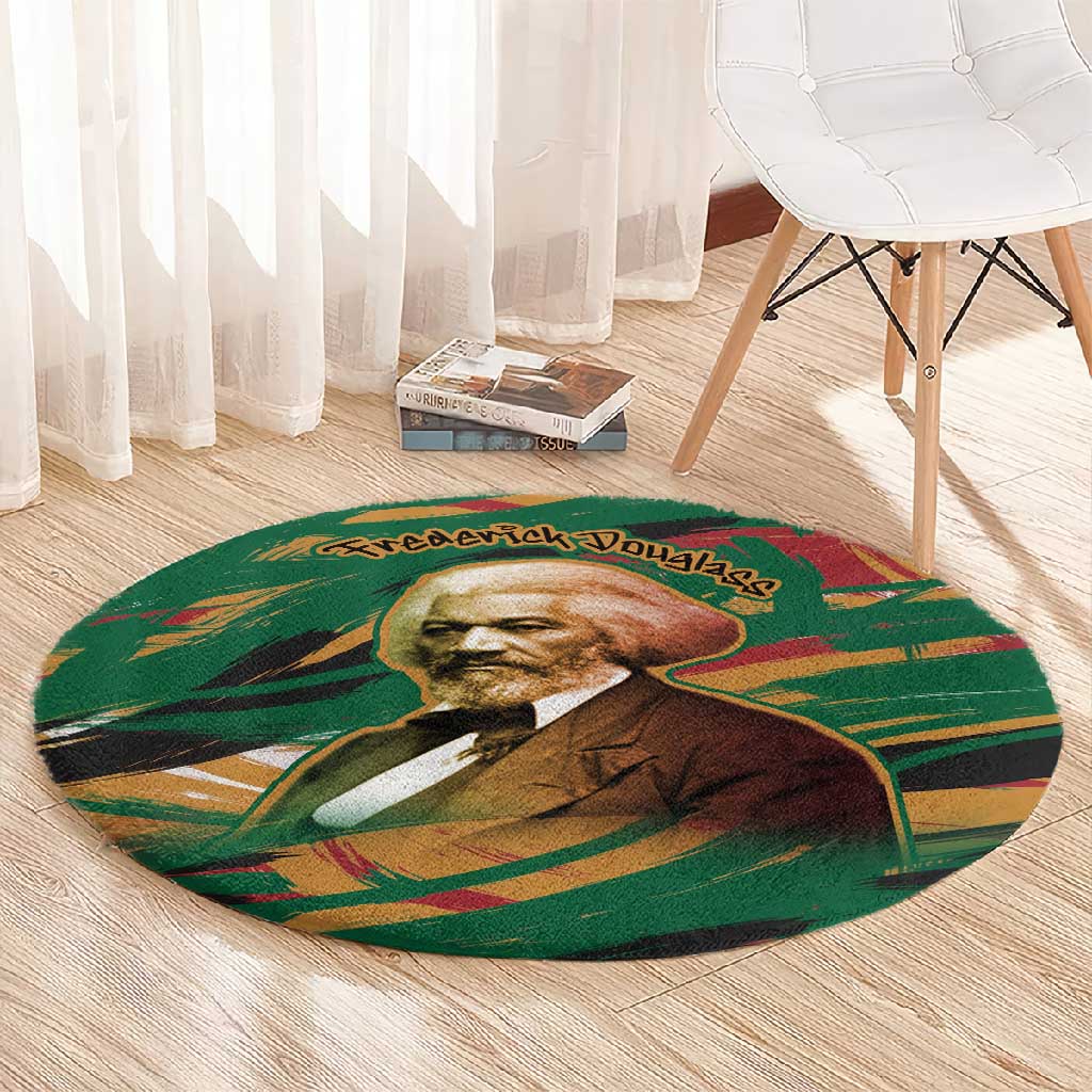 Frederick Douglass Round Carpet Green Abstract Design Civil Rights Leader Quote on Race and Humanity - Wonder Print Shop