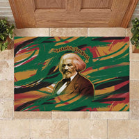 Frederick Douglass Rubber Doormat Green Abstract Design Civil Rights Leader Quote on Race and Humanity - Wonder Print Shop