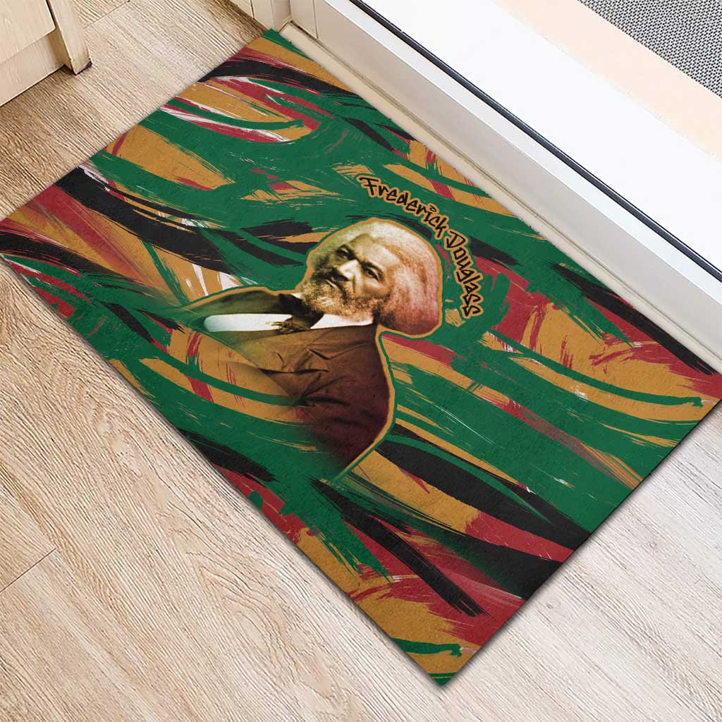 Frederick Douglass Rubber Doormat Green Abstract Design Civil Rights Leader Quote on Race and Humanity - Wonder Print Shop