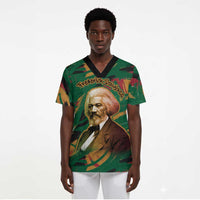 Frederick Douglass Scrub Top Green Abstract Design Civil Rights Leader Quote on Race and Humanity - Wonder Print Shop