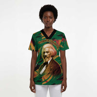 Frederick Douglass Scrub Top Green Abstract Design Civil Rights Leader Quote on Race and Humanity - Wonder Print Shop