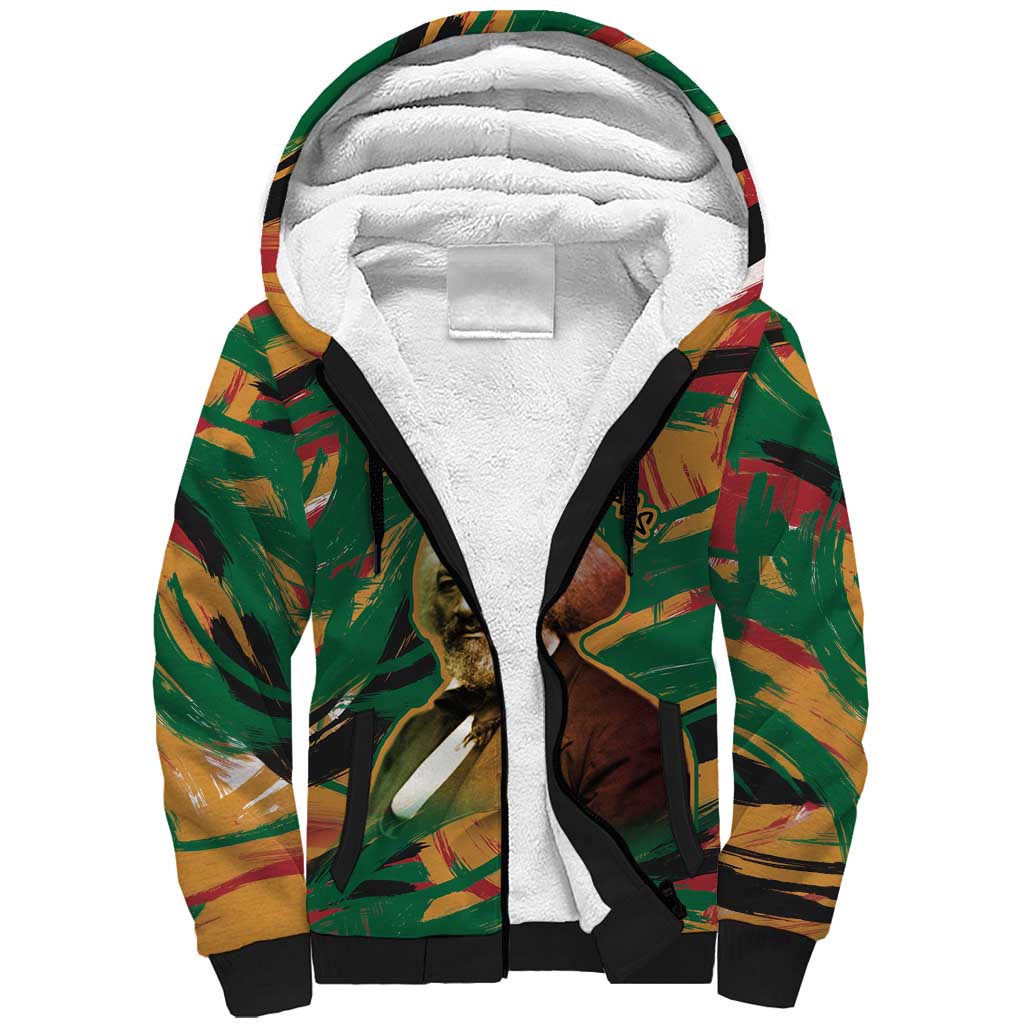 Frederick Douglass Sherpa Hoodie Green Abstract Design Civil Rights Leader Quote on Race and Humanity - Wonder Print Shop