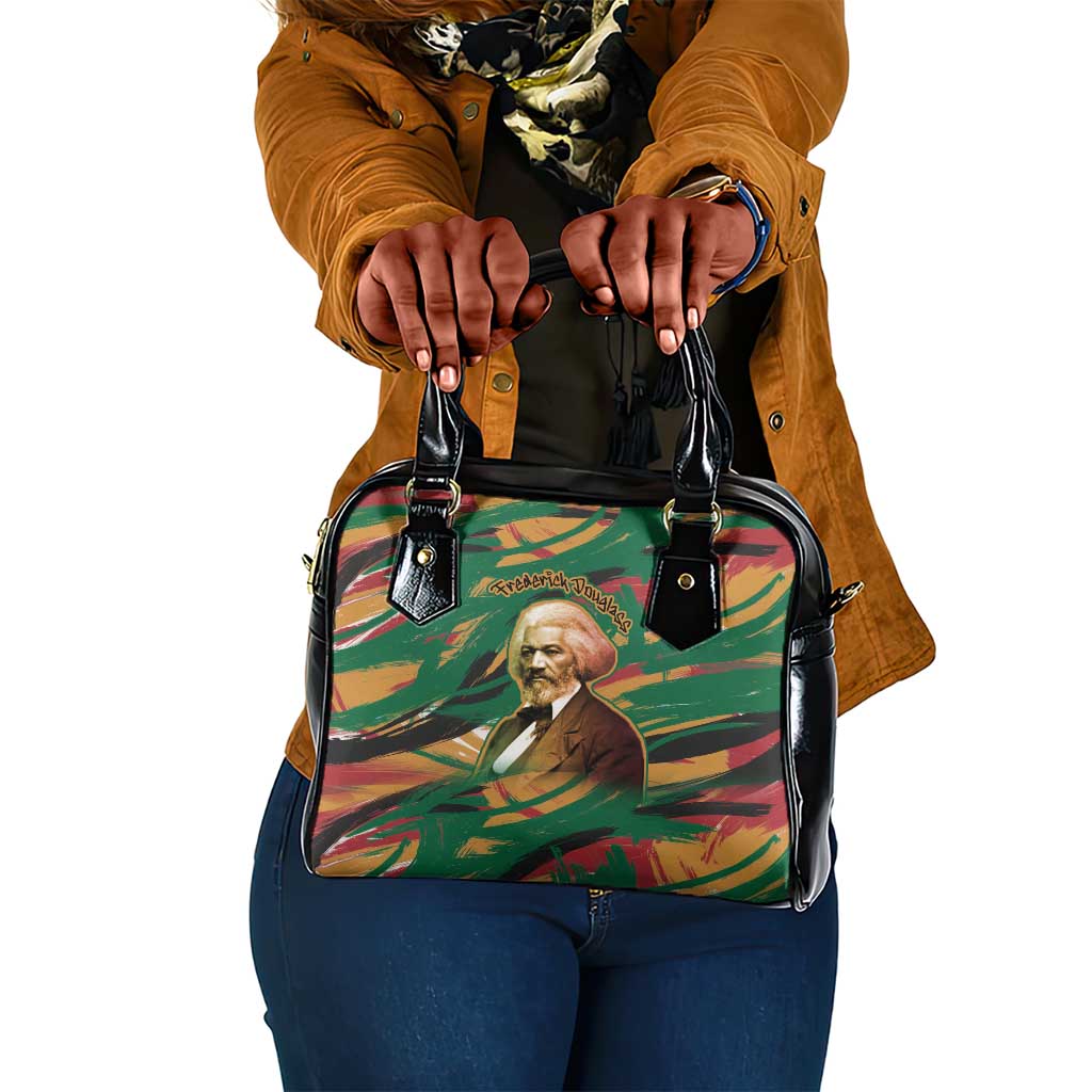 Frederick Douglass Shoulder Handbag Green Abstract Design Civil Rights Leader Quote on Race and Humanity - Wonder Print Shop