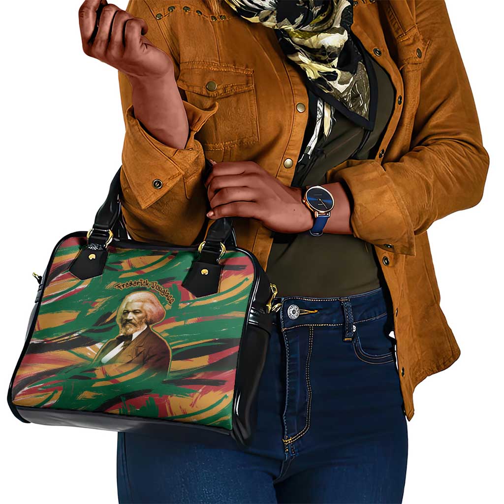 Frederick Douglass Shoulder Handbag Green Abstract Design Civil Rights Leader Quote on Race and Humanity - Wonder Print Shop