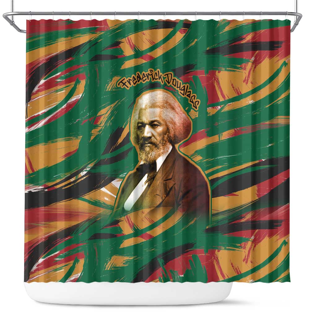 Frederick Douglass Shower Curtain Green Abstract Design Civil Rights Leader Quote on Race and Humanity - Wonder Print Shop