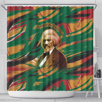 Frederick Douglass Shower Curtain Green Abstract Design Civil Rights Leader Quote on Race and Humanity - Wonder Print Shop
