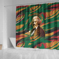 Frederick Douglass Shower Curtain Green Abstract Design Civil Rights Leader Quote on Race and Humanity - Wonder Print Shop
