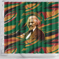 Frederick Douglass Shower Curtain Green Abstract Design Civil Rights Leader Quote on Race and Humanity - Wonder Print Shop