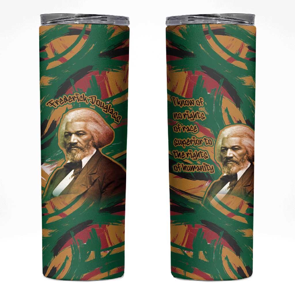 Frederick Douglass Skinny Tumbler Green Abstract Design Civil Rights Leader Quote on Race and Humanity - Wonder Print Shop