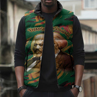 Frederick Douglass Sleeveless Puffer Jacket Green Abstract Design Civil Rights Leader Quote on Race and Humanity - Wonder Print Shop