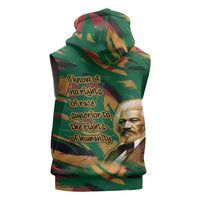 Frederick Douglass Sleeveless Zip Hoodie Green Abstract Design Civil Rights Leader Quote on Race and Humanity - Wonder Print Shop