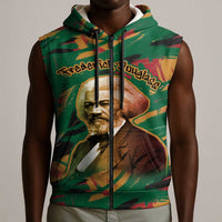Frederick Douglass Sleeveless Zip Hoodie Green Abstract Design Civil Rights Leader Quote on Race and Humanity - Wonder Print Shop