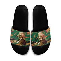 Frederick Douglass Slide Sandals Green Abstract Design Civil Rights Leader Quote on Race and Humanity - Wonder Print Shop