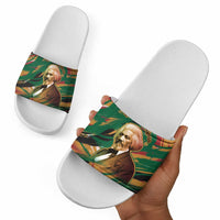 Frederick Douglass Slide Sandals Green Abstract Design Civil Rights Leader Quote on Race and Humanity - Wonder Print Shop