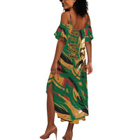 Frederick Douglass Summer Maxi Dress Green Abstract Design Civil Rights Leader Quote on Race and Humanity TS04