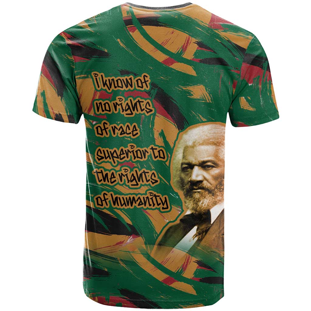 Frederick Douglass T shirt Green Abstract Design Civil Rights Leader Quote on Race and Humanity TS04
