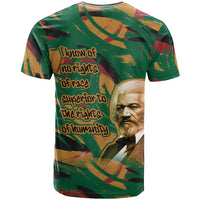 Frederick Douglass T shirt Green Abstract Design Civil Rights Leader Quote on Race and Humanity TS04