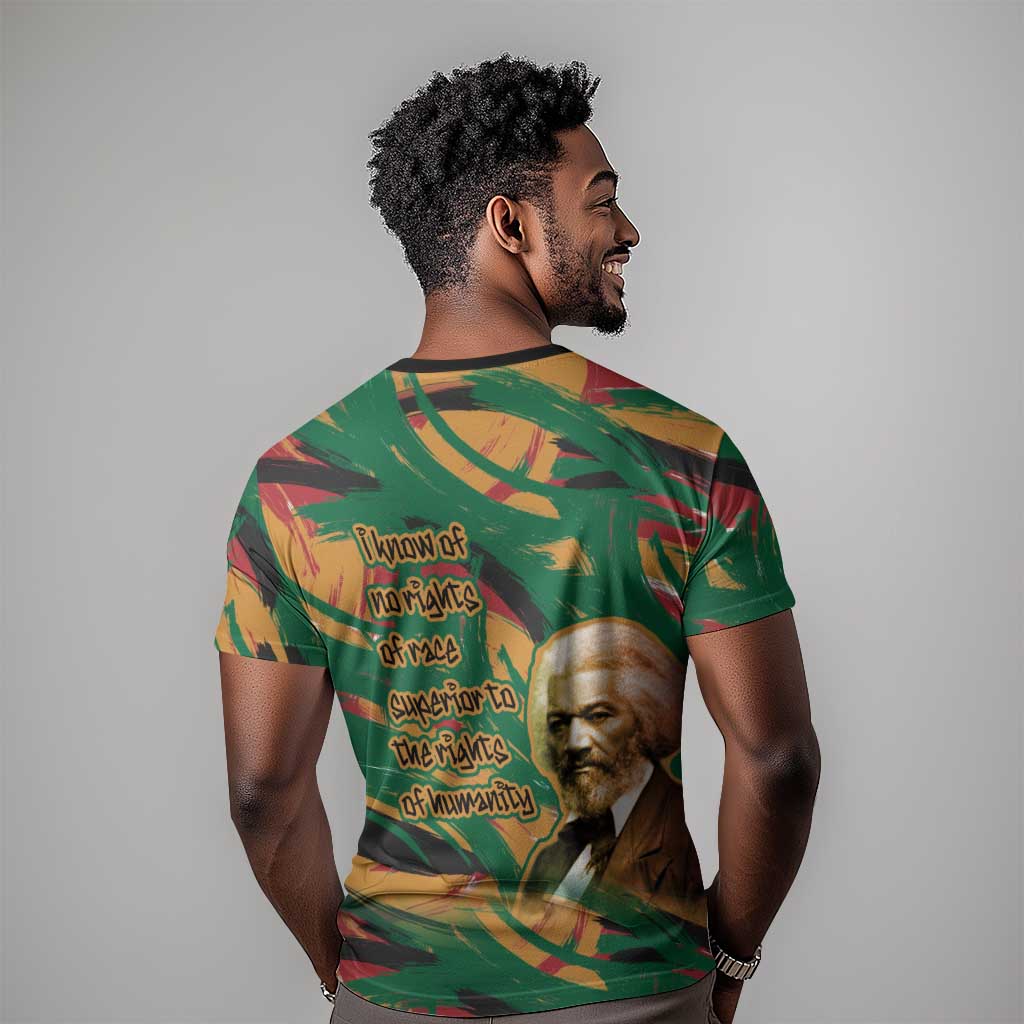 Frederick Douglass T shirt Green Abstract Design Civil Rights Leader Quote on Race and Humanity TS04
