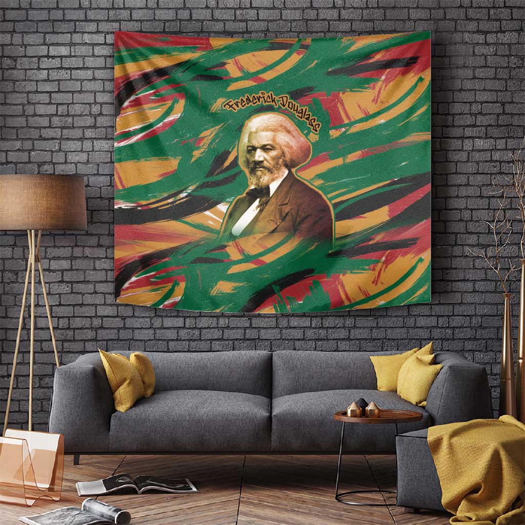 Frederick Douglass Tapestry Green Abstract Design Civil Rights Leader Quote on Race and Humanity - Wonder Print Shop