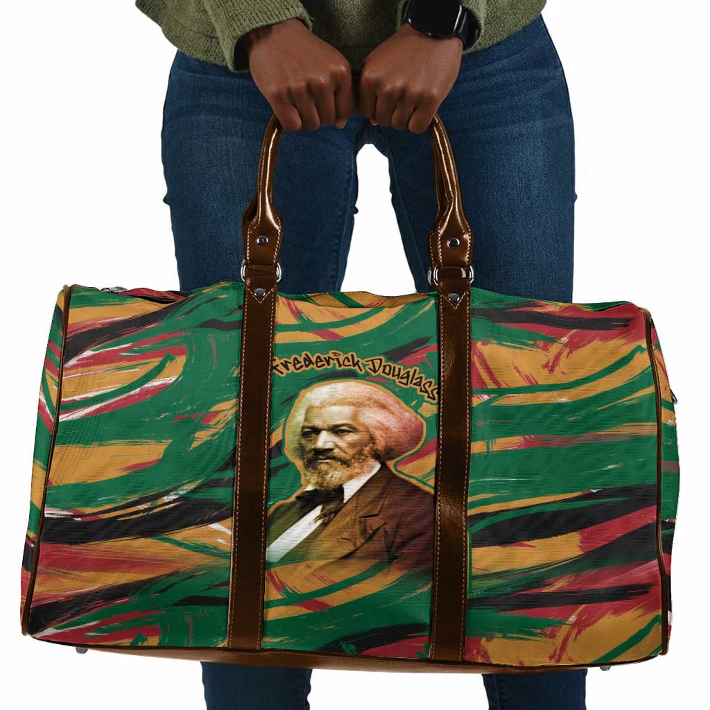Frederick Douglass Travel Bag Green Abstract Design Civil Rights Leader Quote on Race and Humanity - Wonder Print Shop