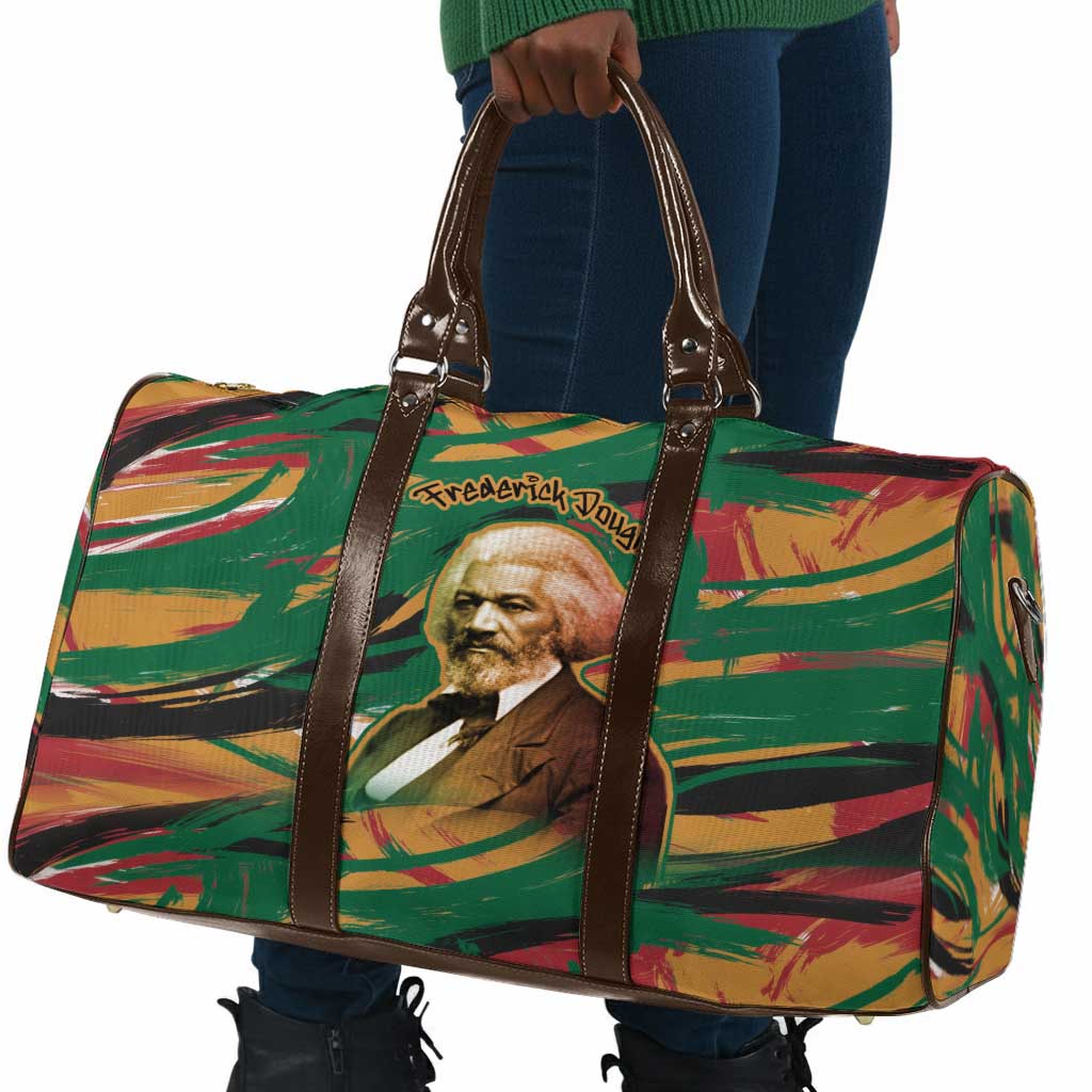 Frederick Douglass Travel Bag Green Abstract Design Civil Rights Leader Quote on Race and Humanity - Wonder Print Shop