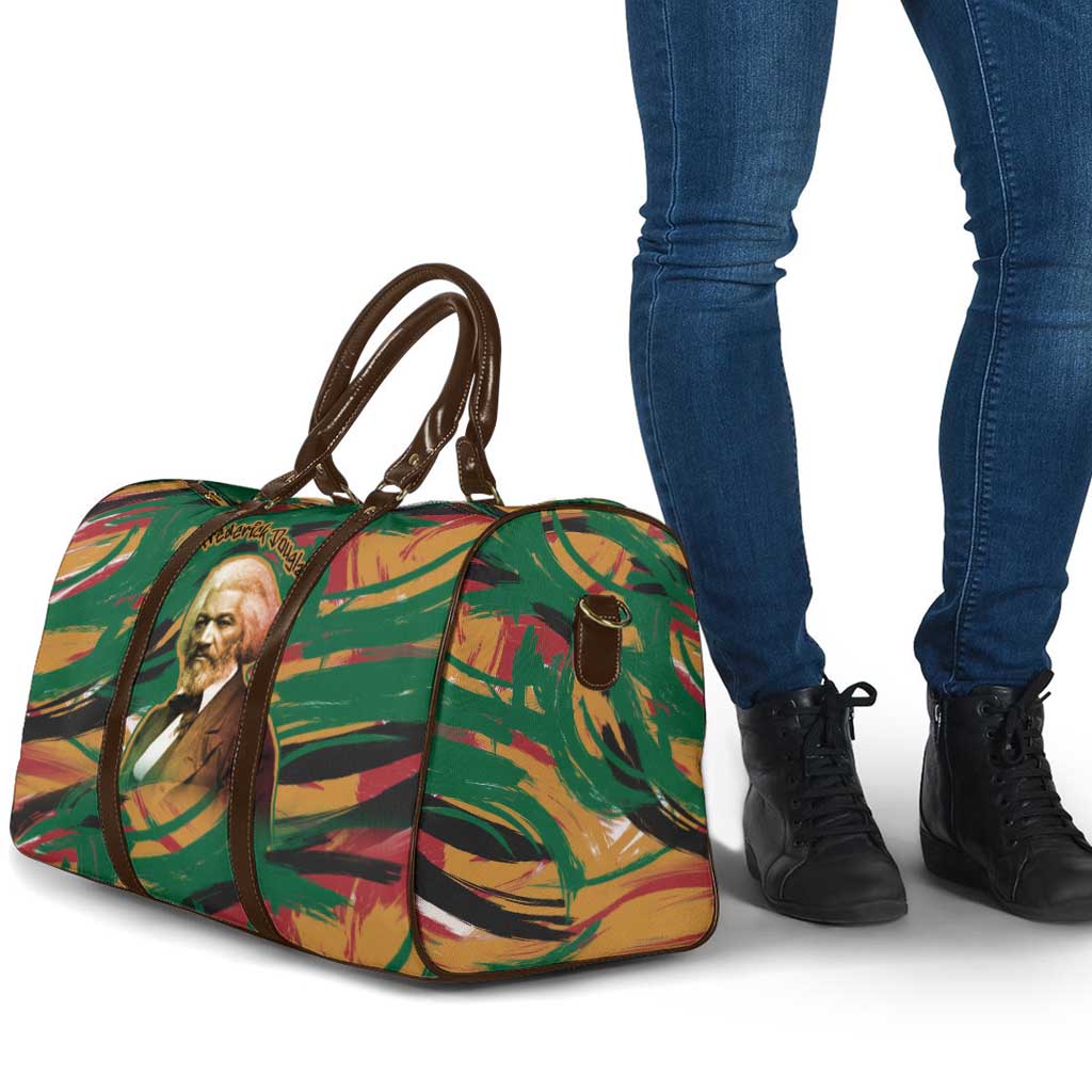 Frederick Douglass Travel Bag Green Abstract Design Civil Rights Leader Quote on Race and Humanity - Wonder Print Shop