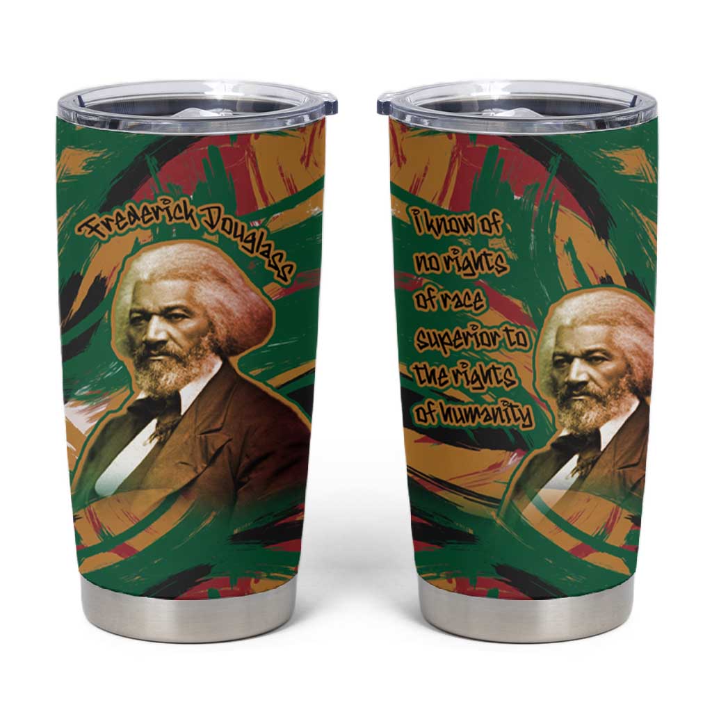 Frederick Douglass Tumbler Cup Green Abstract Design Civil Rights Leader Quote on Race and Humanity - Wonder Print Shop