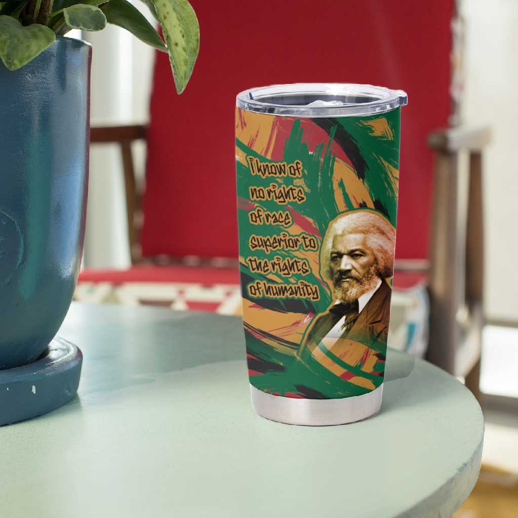 Frederick Douglass Tumbler Cup Green Abstract Design Civil Rights Leader Quote on Race and Humanity - Wonder Print Shop