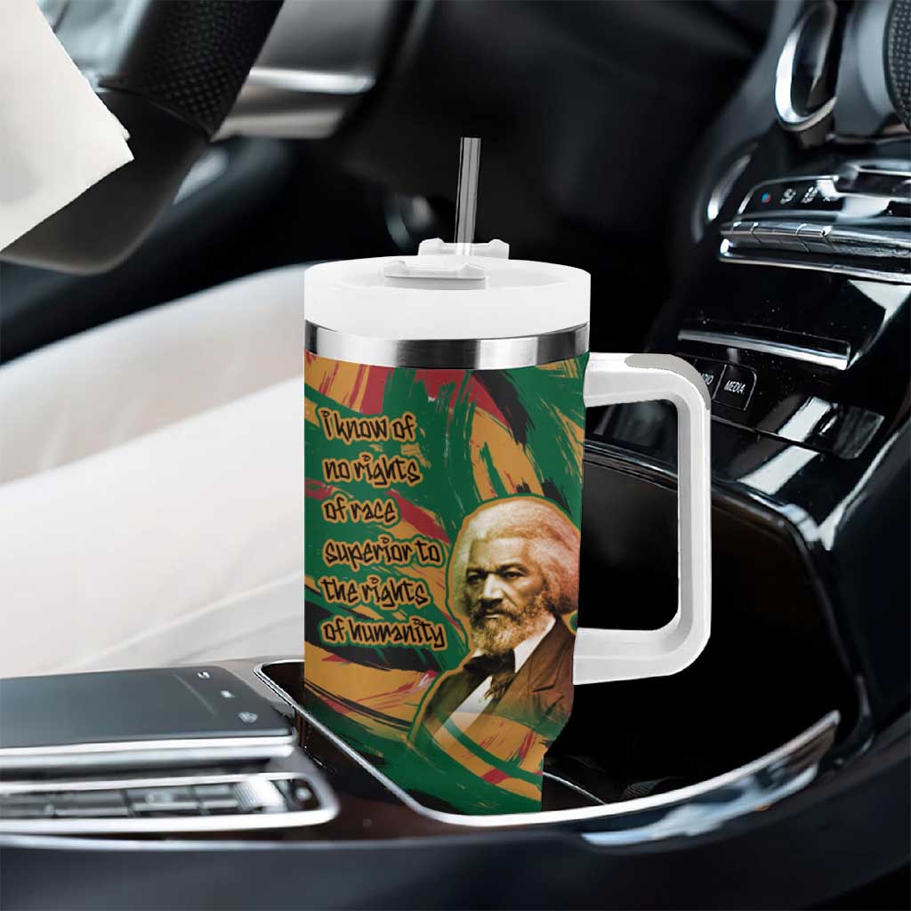 Frederick Douglass Tumbler With Handle Green Abstract Design Civil Rights Leader Quote on Race and Humanity - Wonder Print Shop