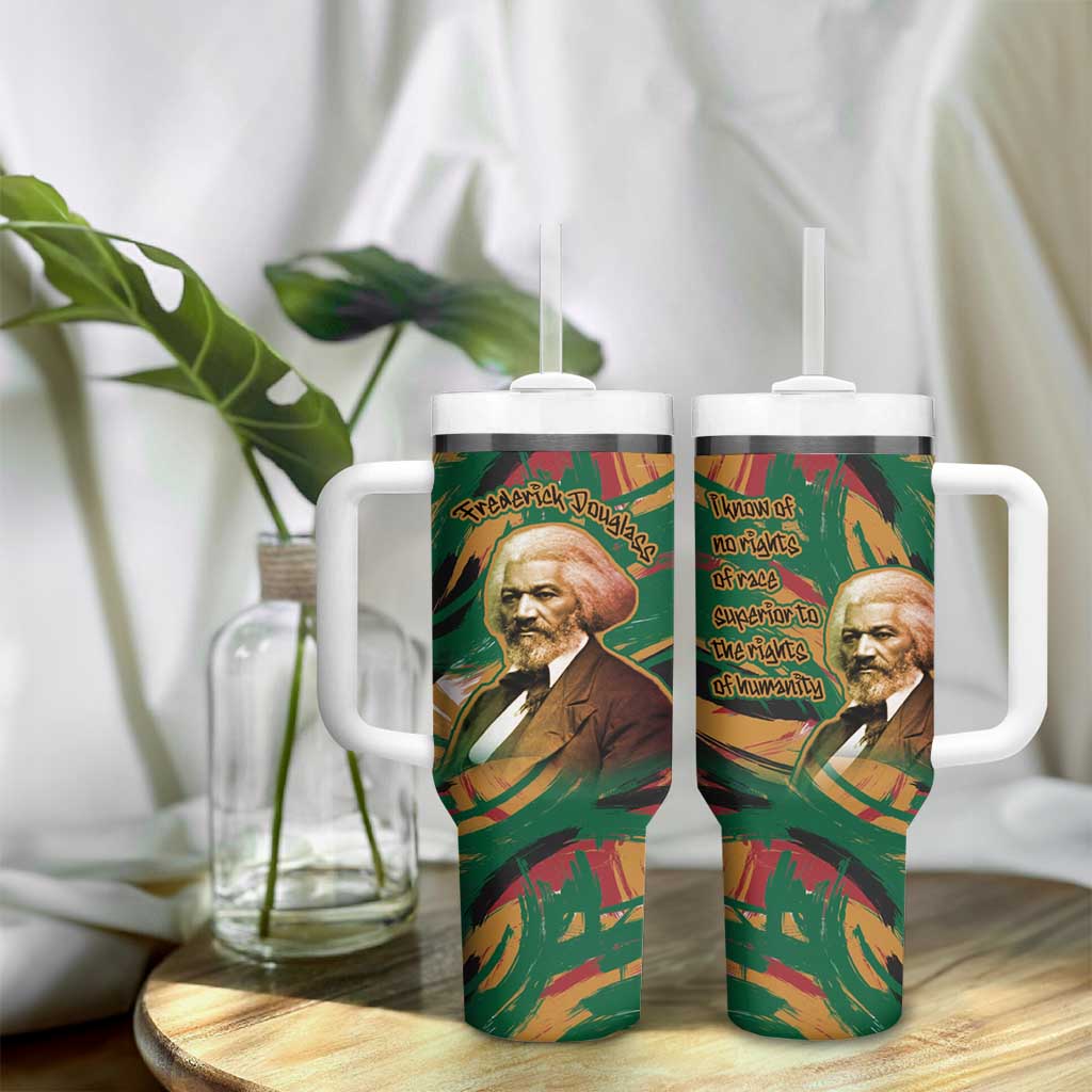 Frederick Douglass Tumbler With Handle Green Abstract Design Civil Rights Leader Quote on Race and Humanity - Wonder Print Shop