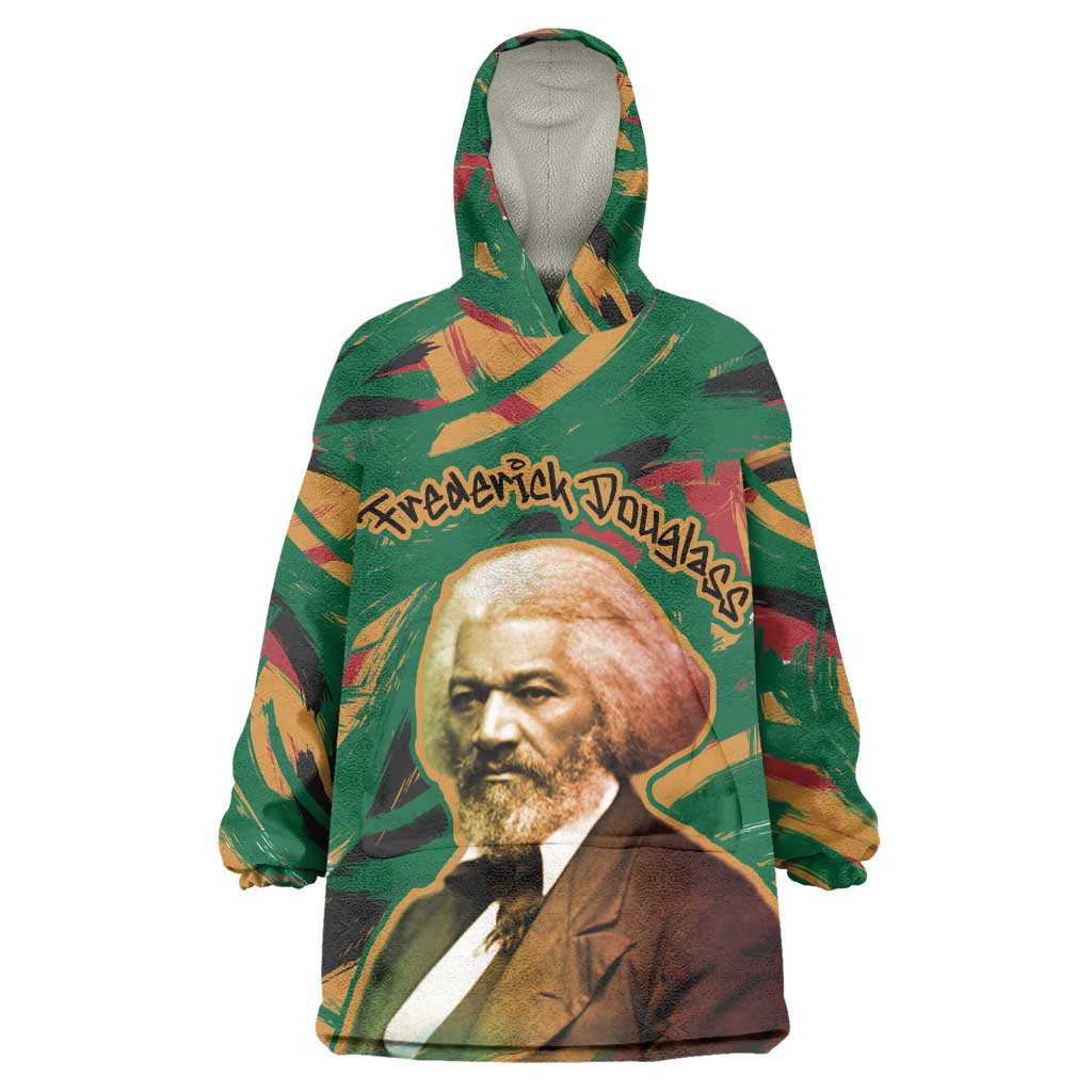 Frederick Douglass Wearable Blanket Hoodie Green Abstract Design Civil Rights Leader Quote on Race and Humanity - Wonder Print Shop