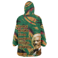 Frederick Douglass Wearable Blanket Hoodie Green Abstract Design Civil Rights Leader Quote on Race and Humanity - Wonder Print Shop