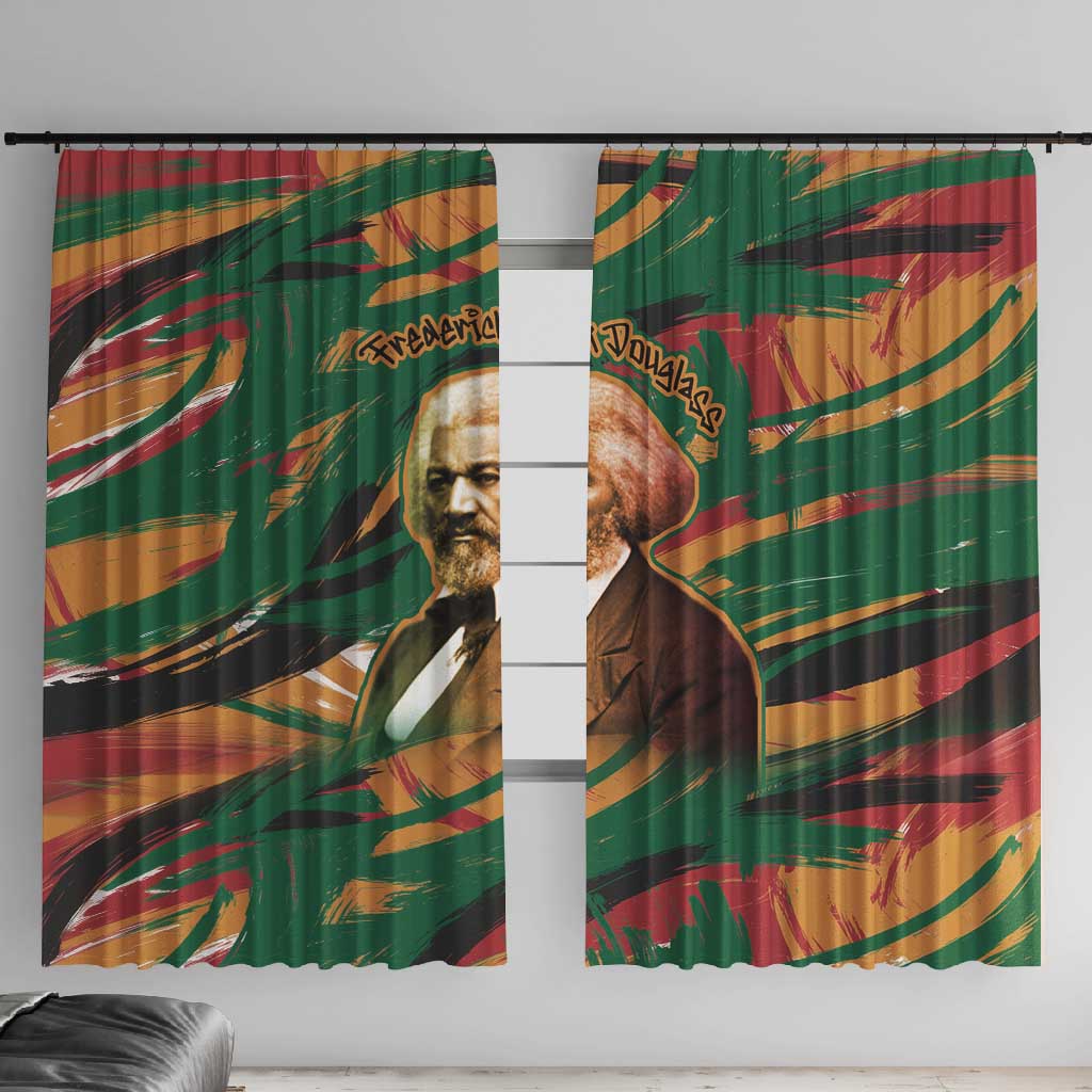 Frederick Douglass Window Curtain Green Abstract Design Civil Rights Leader Quote on Race and Humanity - Wonder Print Shop