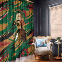 Frederick Douglass Window Curtain Green Abstract Design Civil Rights Leader Quote on Race and Humanity - Wonder Print Shop