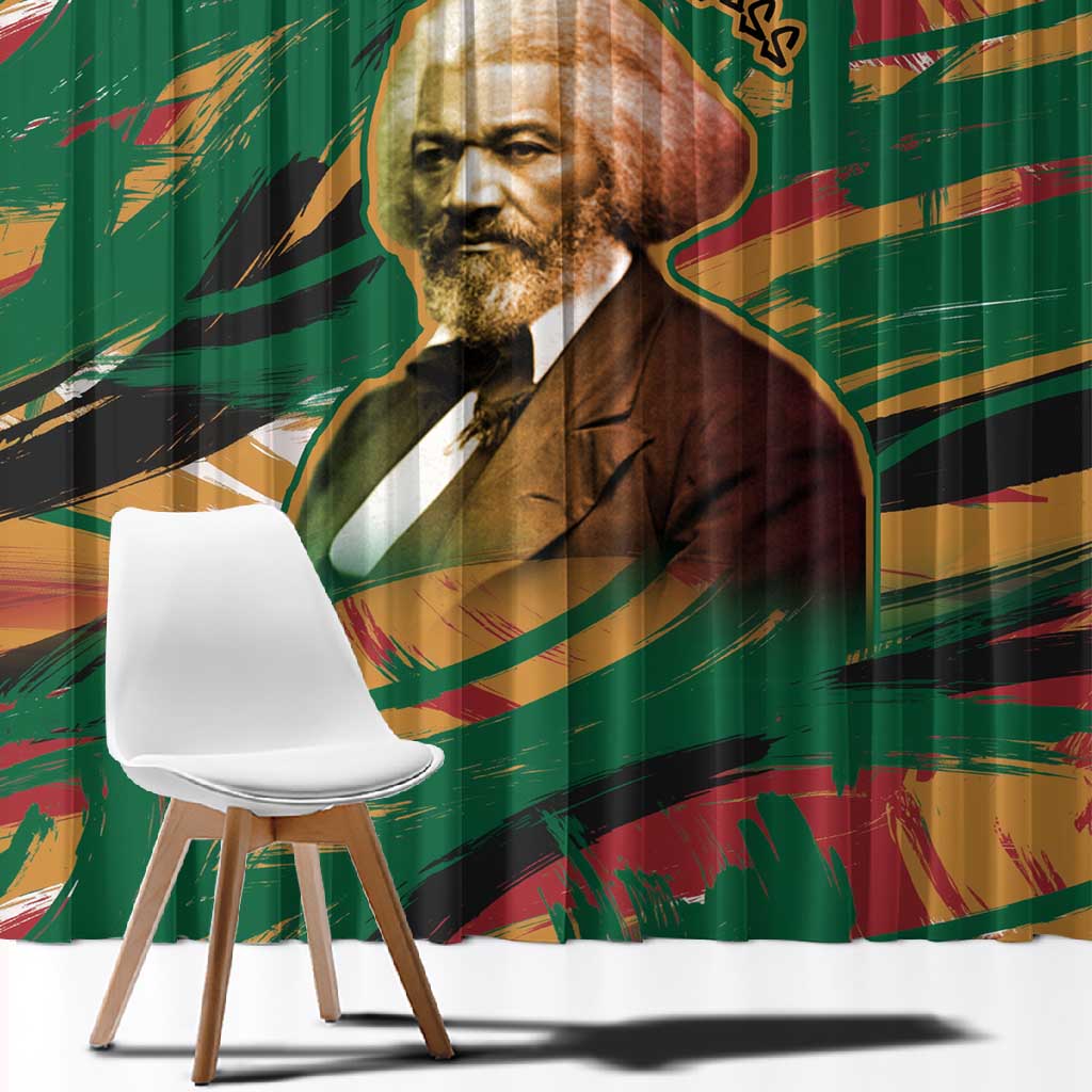 Frederick Douglass Window Curtain Green Abstract Design Civil Rights Leader Quote on Race and Humanity - Wonder Print Shop