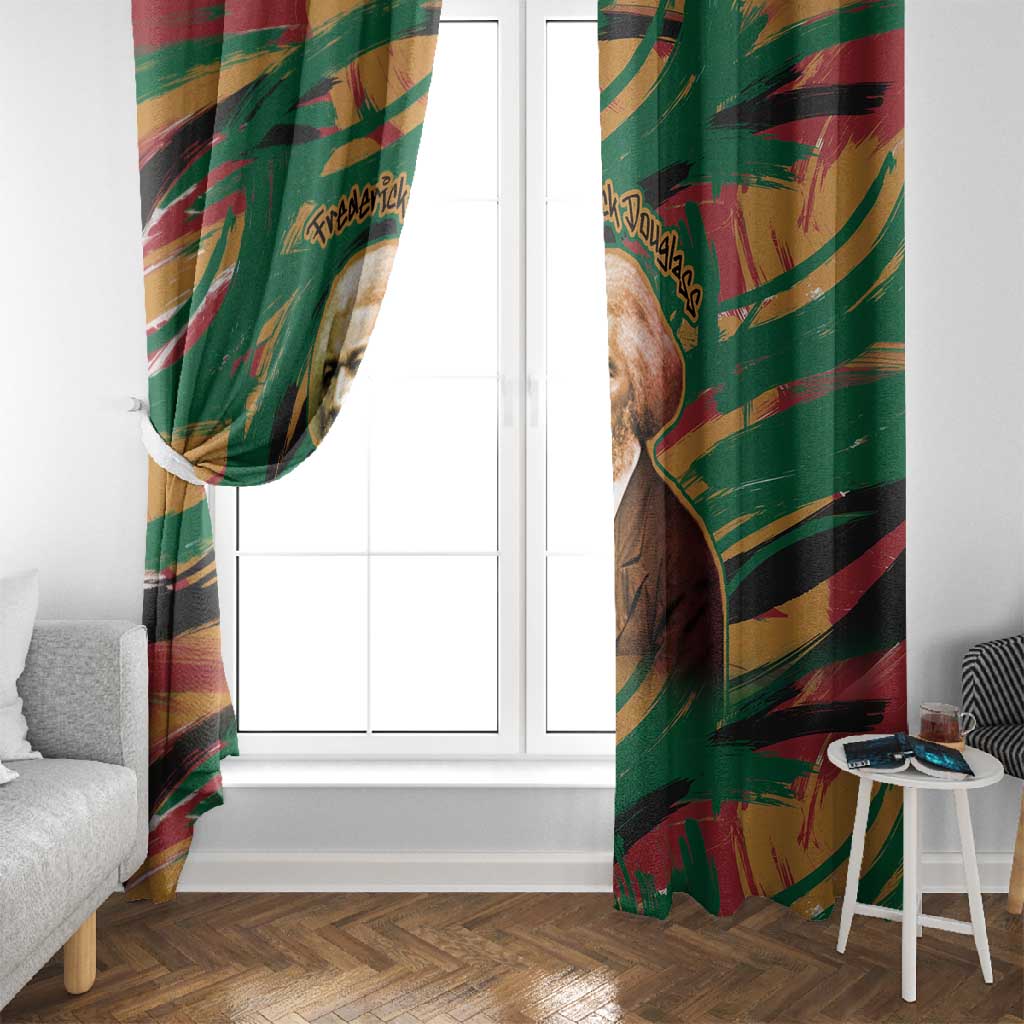 Frederick Douglass Window Curtain Green Abstract Design Civil Rights Leader Quote on Race and Humanity - Wonder Print Shop