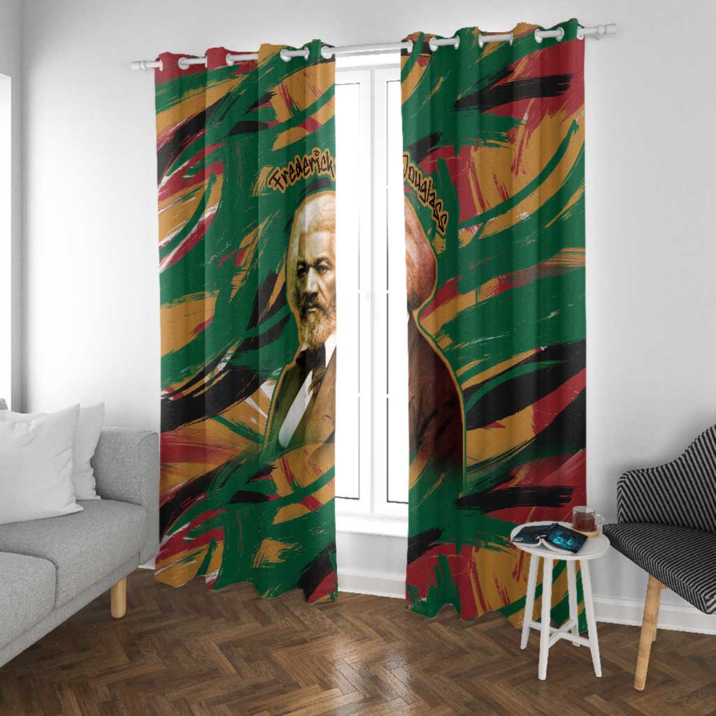 Frederick Douglass Window Curtain Green Abstract Design Civil Rights Leader Quote on Race and Humanity - Wonder Print Shop