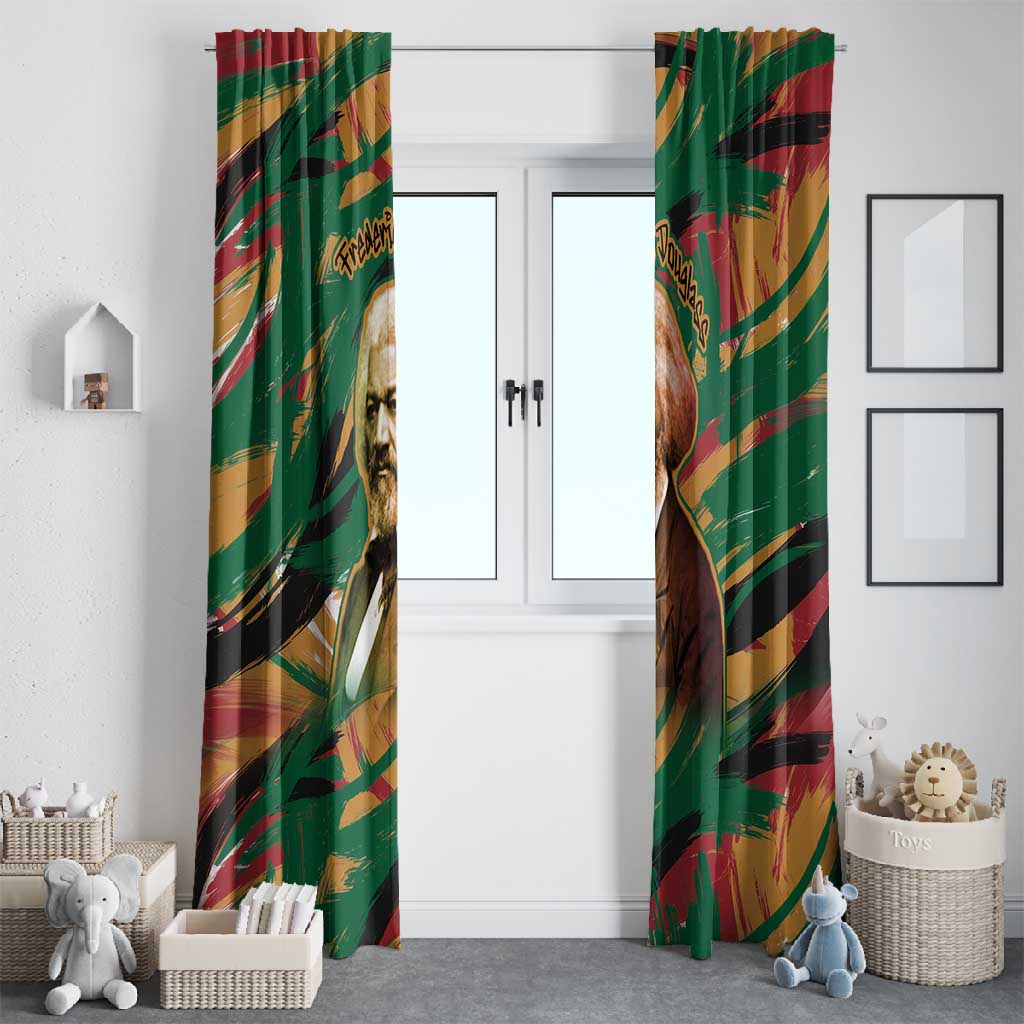 Frederick Douglass Window Curtain Green Abstract Design Civil Rights Leader Quote on Race and Humanity - Wonder Print Shop